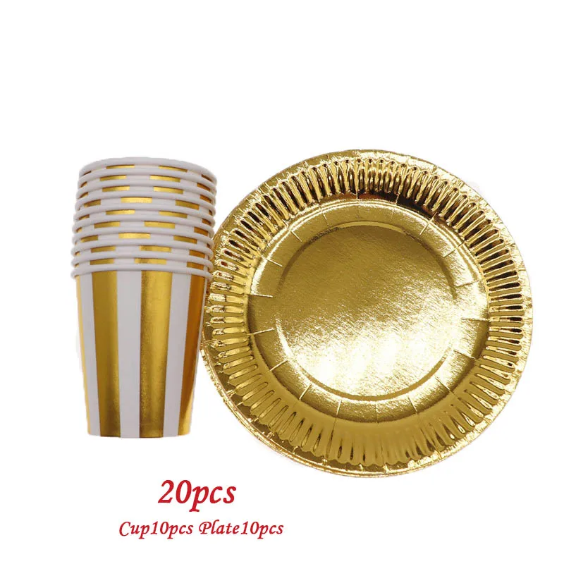 20pcs 20 шт./партия, набор разноцветных золотых одноразовых столовых приборов для детей, для дня рождения, свадьбы, Рождества, Рамадана, украшения - Цвет: 20pcs
