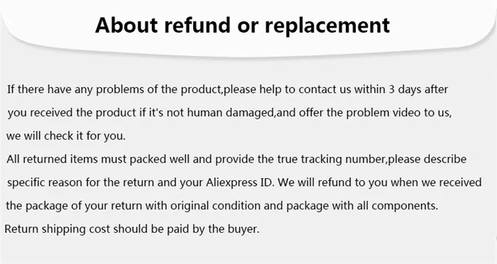 about refund or replacement