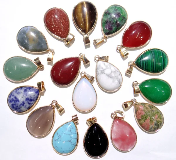 pendant necklace Natural Stone Agate tiger eye Turquoise Water Drop Shape Pendant Beads Lovely Jewelry Charms Necklaces Jewelry Making 1pcs