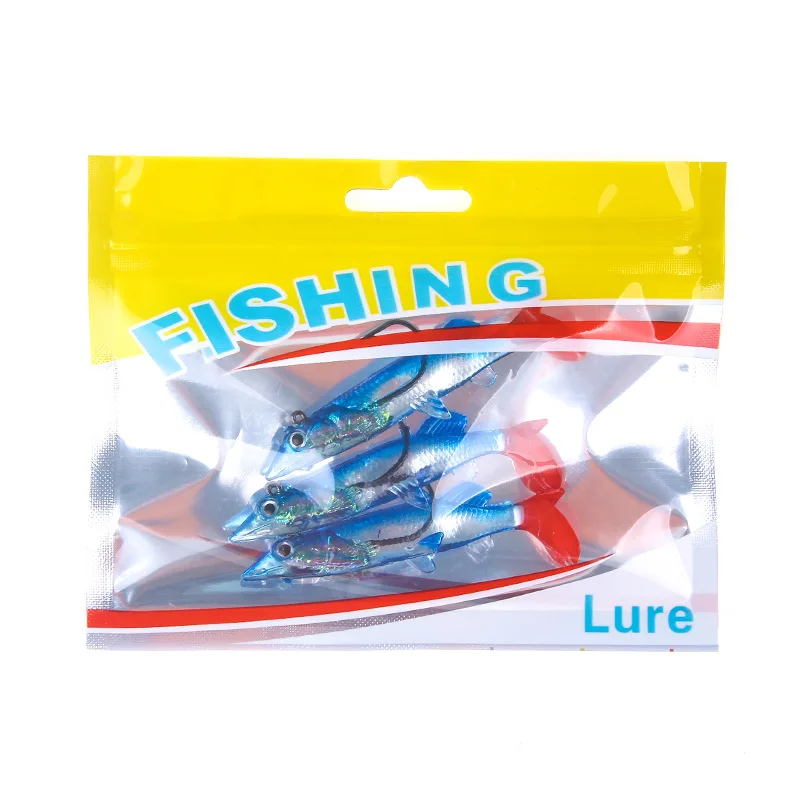 New Lead Hook Lure Silicone Soft Bait 6.6g/7.5cm 3/psc Outdoor Fish Bait Hook Fish Food Fishing Gear Accessories jooyoo