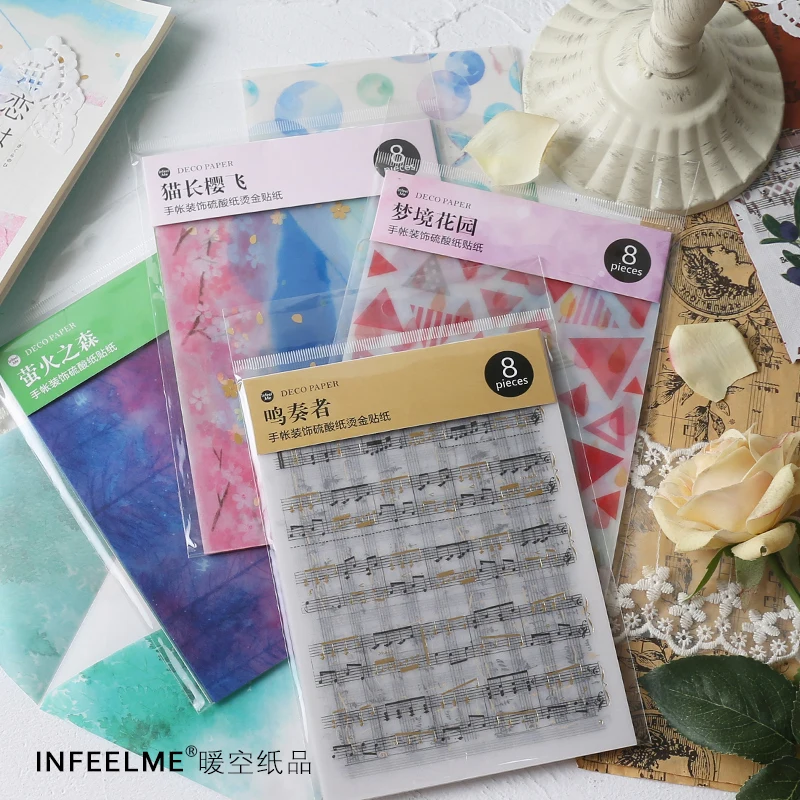 

8pcs \Background Sticker DIY Cute Creative Fun Retro Sticker Album Diary Calendar Scrapbook Student Stationery Office Supplies