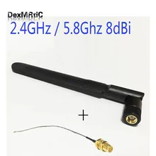 2.4GHz / 5.8Ghz 8dBi Omni WIFI Antenna Dual Band With RP-SMA Male Connector + RF IPX / u.fl Switch RP SMA Female Pigtail Cable