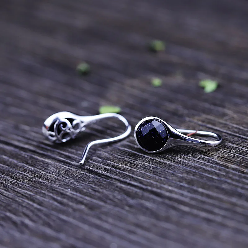 Earrigs для женщин 100% реальные 925 серебро Fine Jewelry Natural Blue Sand Stone 2018 мода на День матери