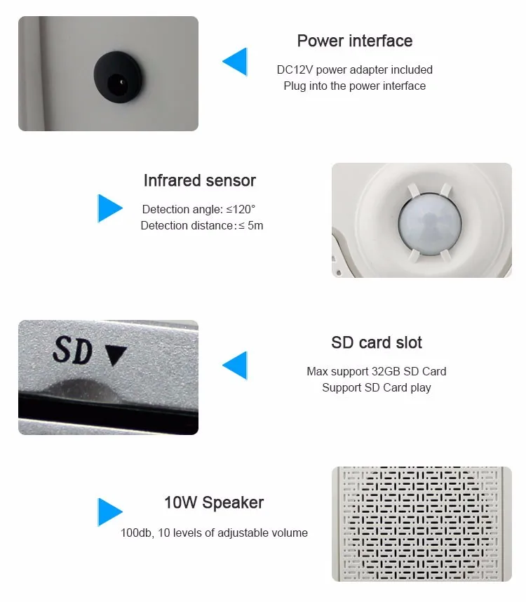 WT01 настенный движения PIR Сенсор аудио Динамик инфракрасный нательный датчик сигнализации общественного места речевых сообщений отсутствуют SD карты играть