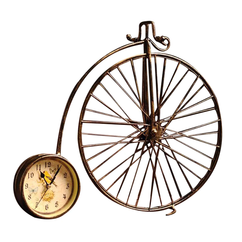 

Vintage Metal Bicycle Home Ornaments Toys For Children Clock Miniature Models Retro Creative Home Decorations Accessories