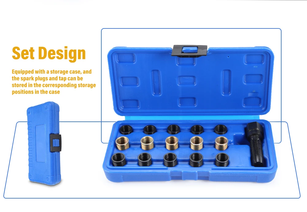 M14 x 1,25 мм Свеча зажигания повторная резьба ремонт крана инструмент развертки набор вставок портативный ручной инструмент наборы набор инструментов для ремонта автомобиля