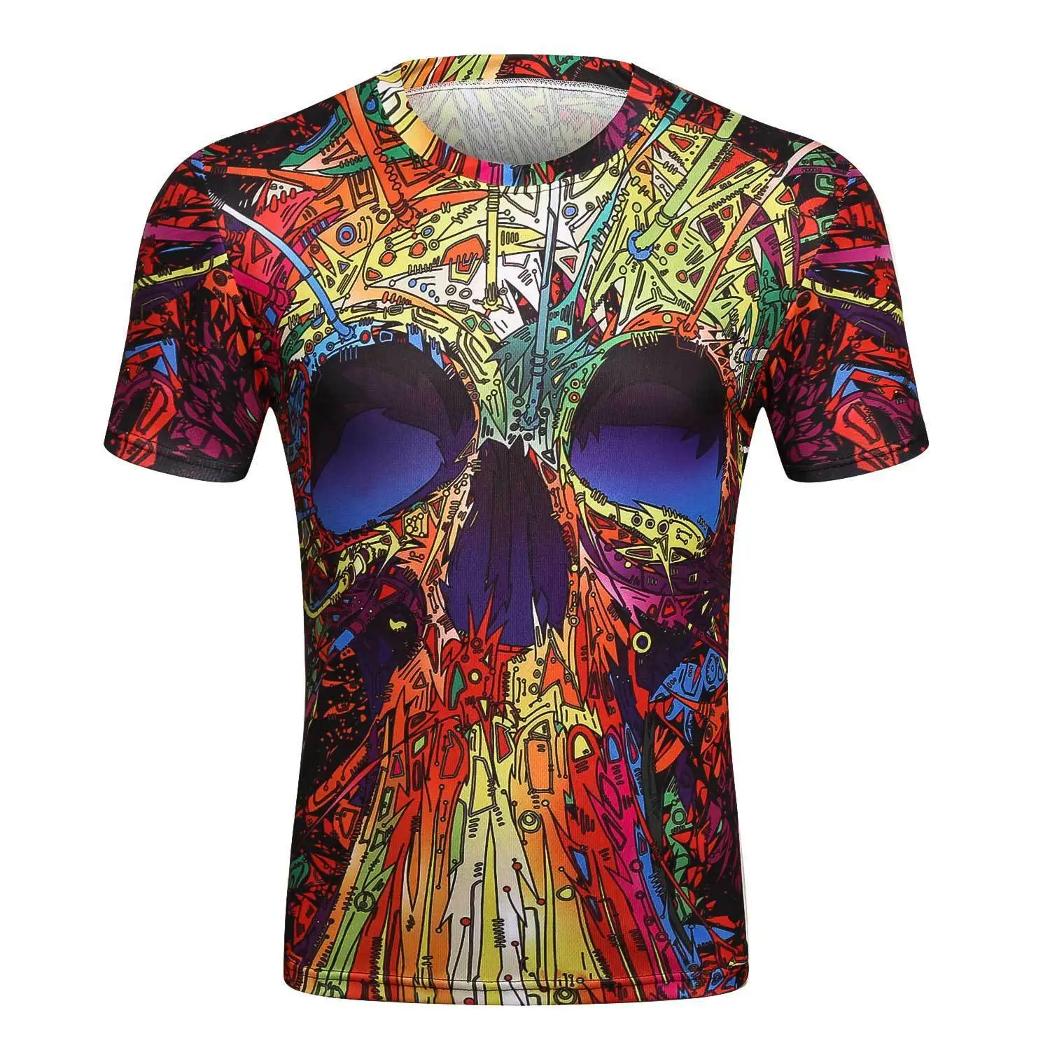 

Summer Wear New Pattern Flower Human Skeleton European Trend Number Printing Short Sleeve T Pity Hot Sale T-shirt Summer Top Men