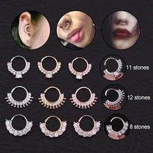 Sellsets 1 шт. серебро и золото цвет Cz обруч Daith серьги Племенной индийский прокалывание перегородки носа кольцо ювелирные изделия для тела
