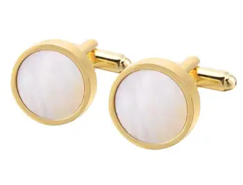 

10pairs/lot Classic Gold Round Mother Pearl Cufflinks Sea Shell Cuff Links Cuff Button Men's Jewelry Shirt Accessories Gift