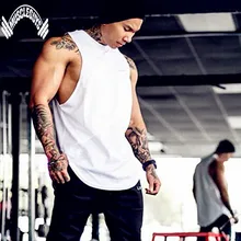 Muscleguys Stringer Tank Top Men Bodybuilding Clothing Fitness Mens Sleeveless gyms Vests Cotton Singlets Muscle Tops