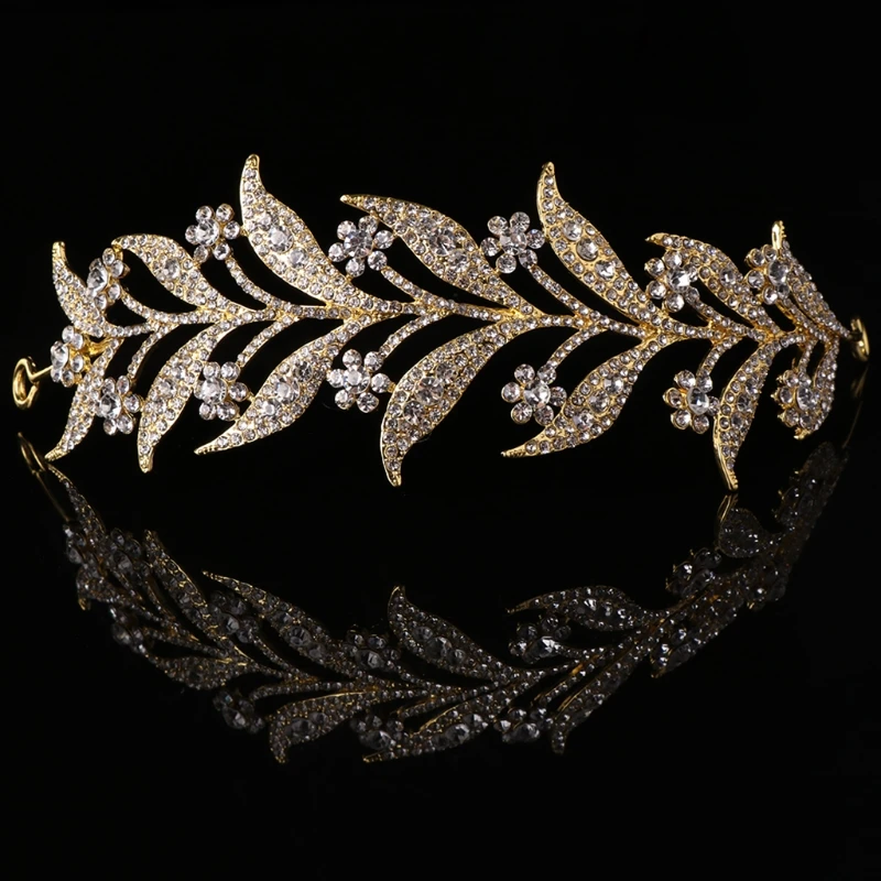 JAVRICK в виде листьев Корона свадебная тиара невесты принцесса ювелирные изделия для женщин Роскошные Королевские украшения для выпускного вечера украшения для волос аксессуары