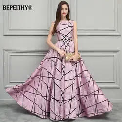 BEPEITHY Винтаж розовый длинное вечернее платье простой стиль новый вечерние платья 2019 vestido de festa Longo с поясом