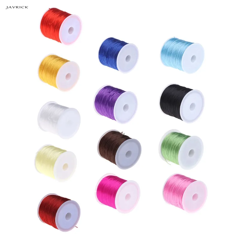 

JAVRICK 60m/Roll 0.8mm Colored Species Stretchy Elastic Cord Jewelry Crystal Elastic Rope Beading Wire Bracelet Necklace Cord