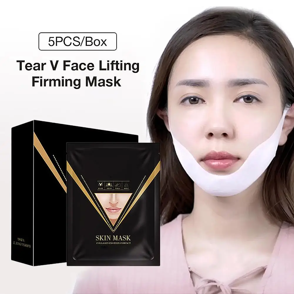 5PCS Original Protein V Line Mask Neck Face Lifting Mask Chin Up Patch Double Chin Reducer Moisturizing Shape Face Tape New