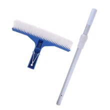 10'' Plastic Swimming Pool Garden Pond Spa Algae Brush Bristle 2 Stage Telescopic Pole Easy to Use& Durable Materials Garden