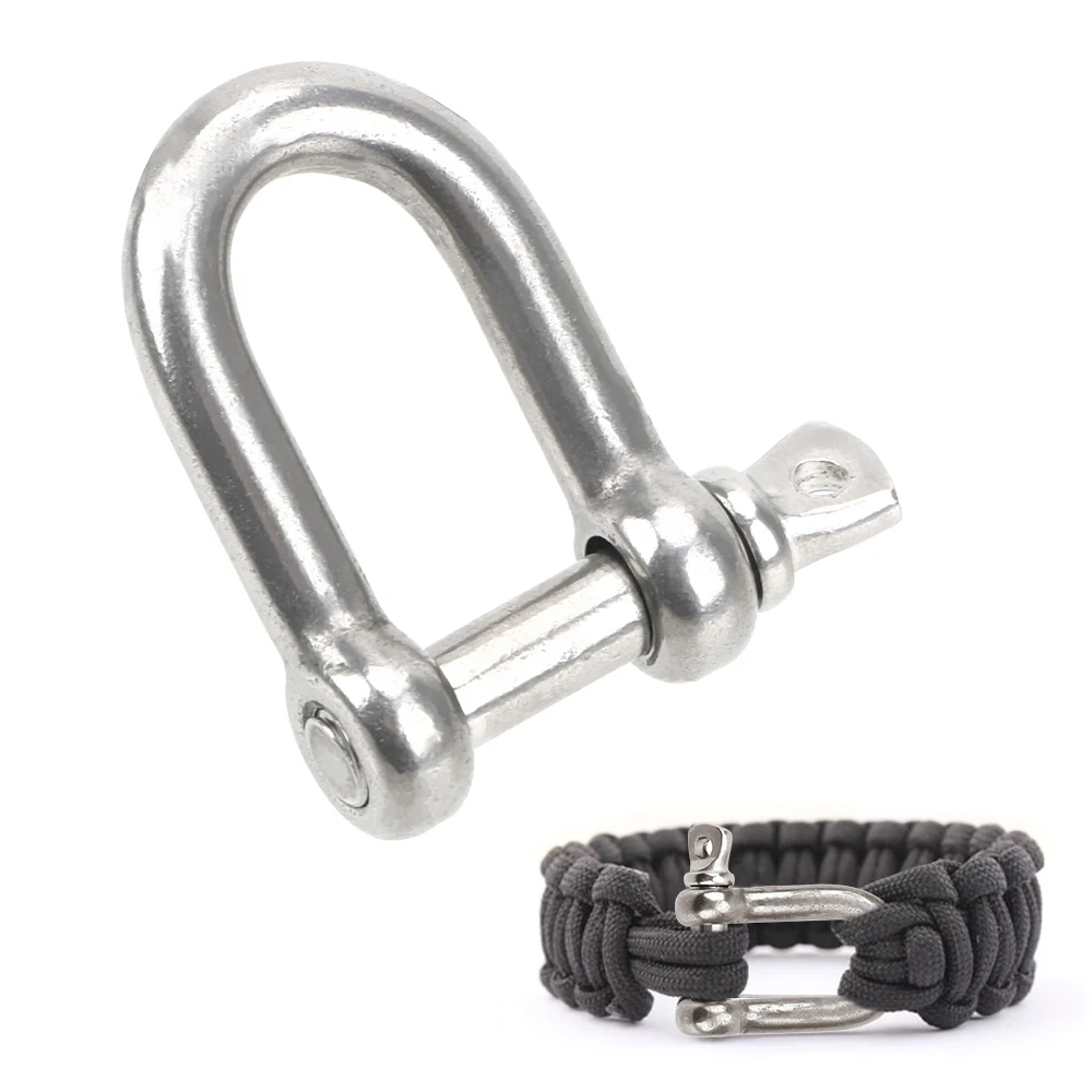 

LEEPEE Bow Shackle Key Ring Solid Stainless Steel Carabiner Stainless Steel Keychain Hook Screw Joint Connector Buckle