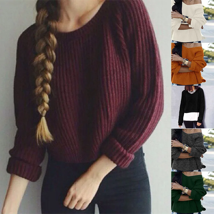 

M-3XL lady autumn winter long sleeve o neck slim tops sweater casual leisure winter clothes women sweater