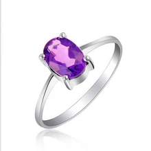 Anillo de boda romántica 100% amatista natural anillo de cristal real 925 joyería de plata esterlina para la señora mejor anillo de la moda regalo