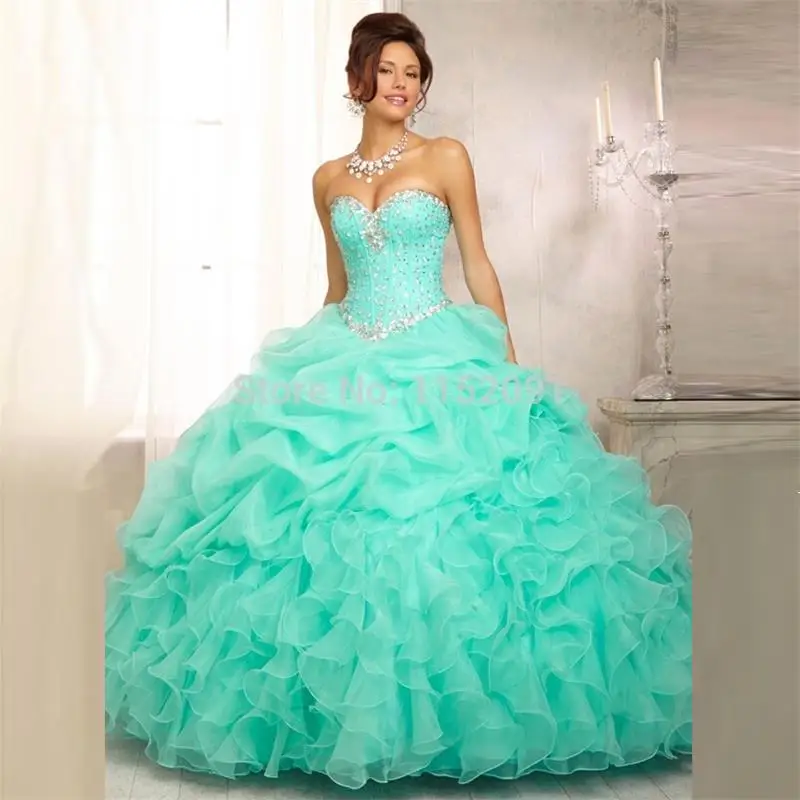 Fashion Mint Green Color Cheap Quinceanera Dresses 2016 For 15 Year