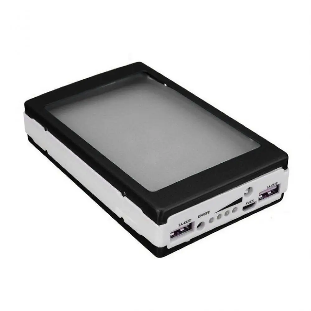Солнечный светодиодный аккумулятор без батареи, портативное зарядное устройство с двумя usb-портами, зарядное устройство, коробка для самостоятельной сборки, портативное зарядное устройство для телефона для MI iPhone Note - Цвет: Black