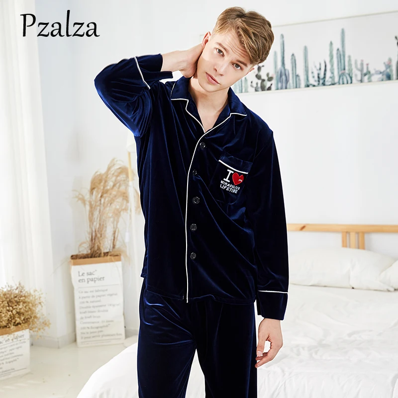 Buy Fashion Letter Winter Pajamas Men Soft Luxury