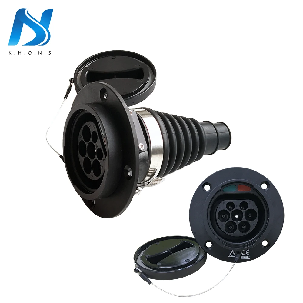 16A 32A Type 2 EV Car Side Male Socket Inlet Electric Vehicle Connector Meet 62196 IEC Standard EV Charging Cable Charger