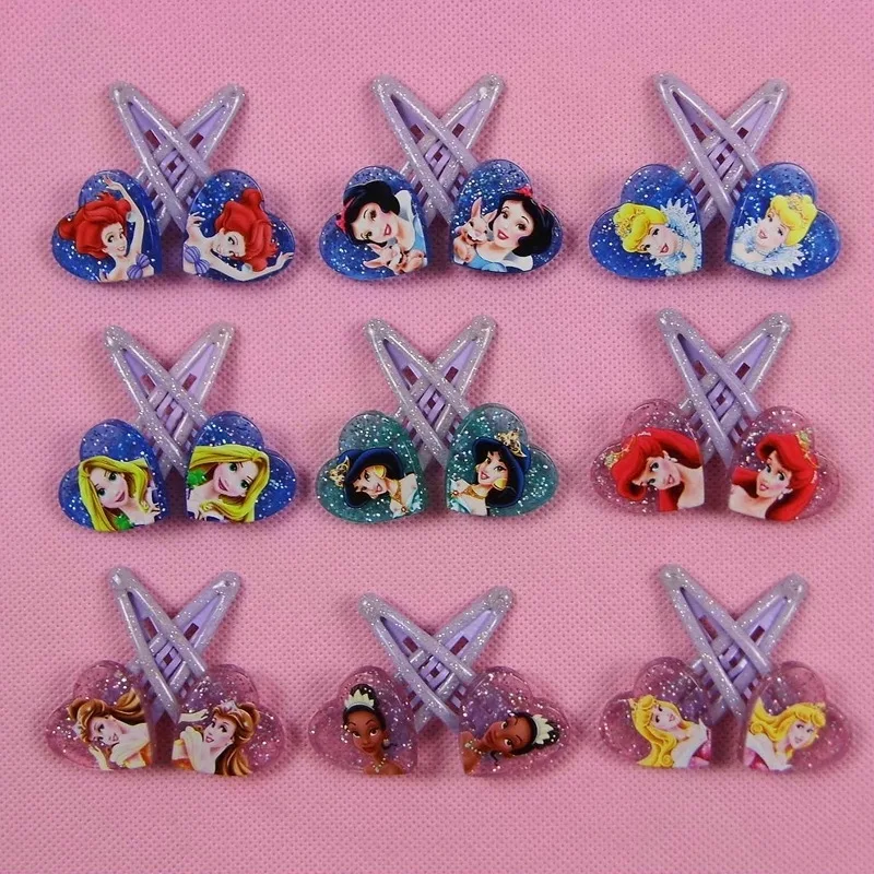 

2pcs/lot 2019 new Disney doll accessories cartoon hair accessories Princess heart-shaped hair clips Snow White side clips