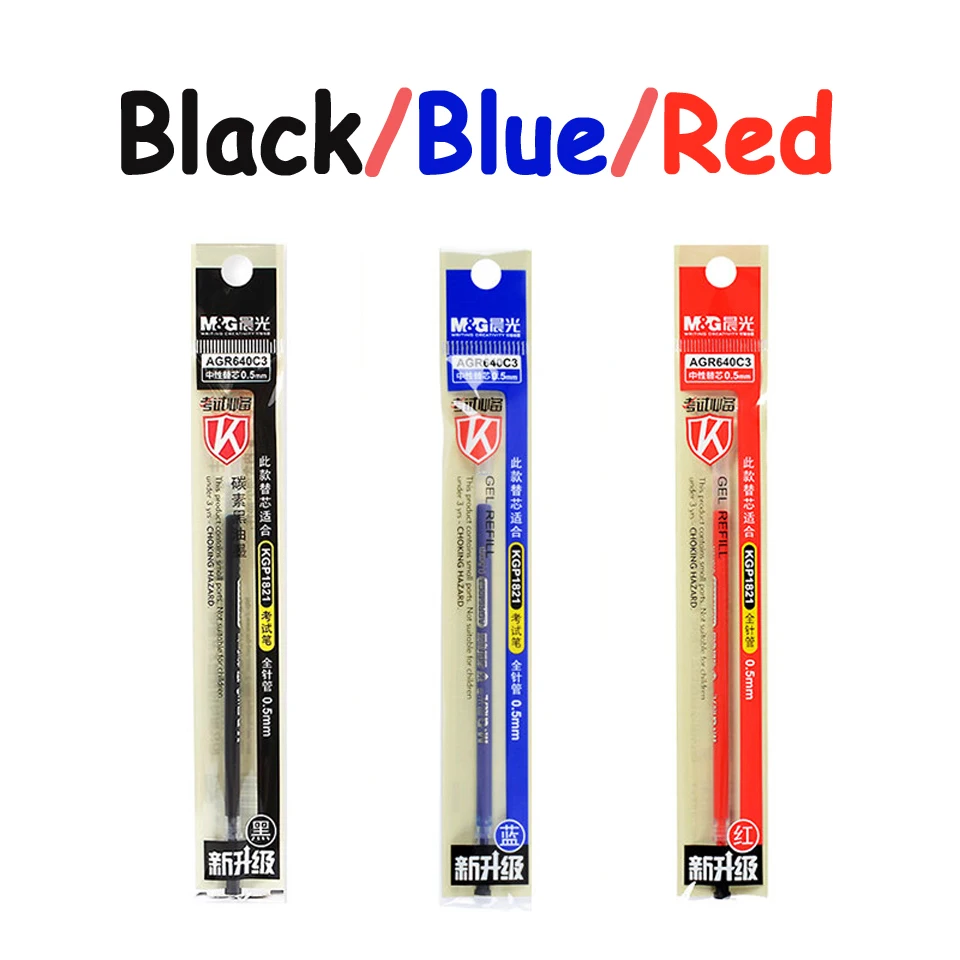6 шт./партия G& M, высокое качество, 0,5 мм, гелевая ручка, заправка, синие/черные/красные чернила для офиса, школы, канцелярские принадлежности, гелевая ручка для письма, заправка