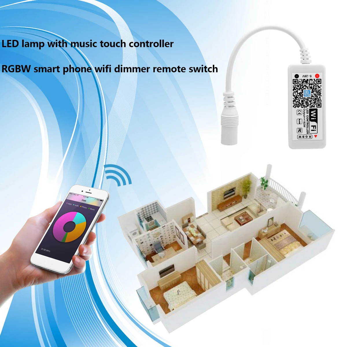 

DC 5-28V Wireless Smart WiFi LED Lamp RGB/RGBW Light Strip Controller For Alexa Google Home with Music Control Remote Switch
