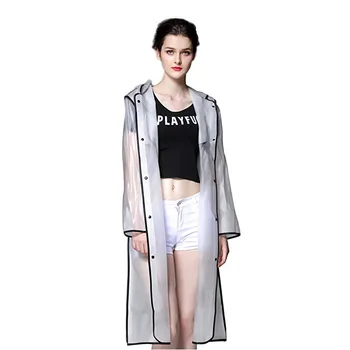 

EVA Frosted Transparent Women Raincoat Long Adult Emergency Waterproof Hood Poncho Travel Camping Must Rain Coat Unisex Rainsuit