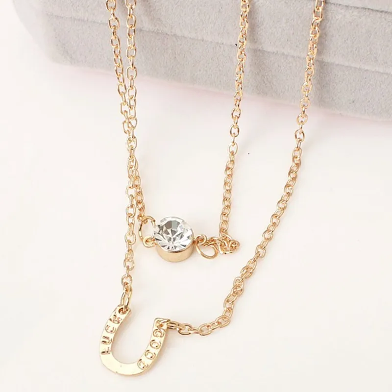 Модное ожерелье s для женщин 2017 двухслойная цепочка с подвеской женское