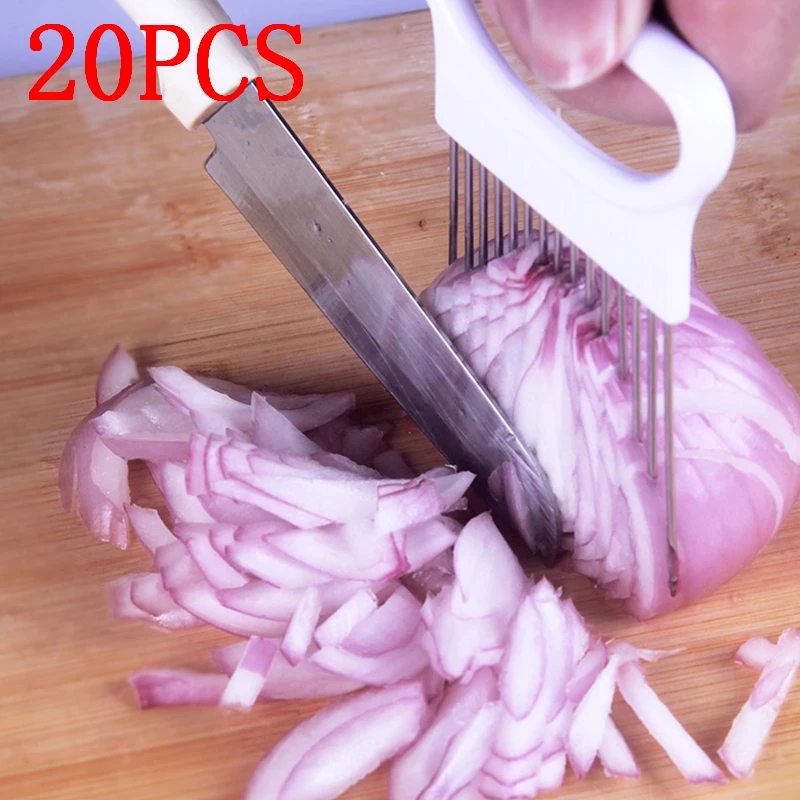 20 pcs/lot Onion Slicer Fruits Cutter Tomato Vegetables Cutting Aid Holder Guide Slicing Fork De Cozinha Assistant wholes | Дом и сад
