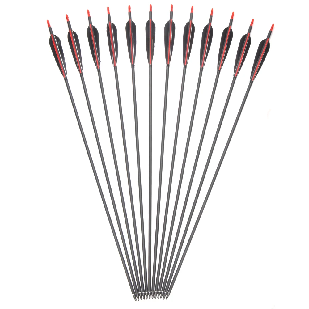 6 ألوان 6/12 قطع 80 سنتيمتر العمود الفقري 500 الكربون رمح السهام مع صحيح تركيا ريشة للصيد اطلاق النار و الرماية التدريب الرماية