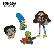 SONGDA Clássico Animação The Simpsons & Betty Boop Broche Liga Emblema Do Pino Do Esmalte Mochila, Jeans, camisa Lapela Pins Anime Jóias(China)