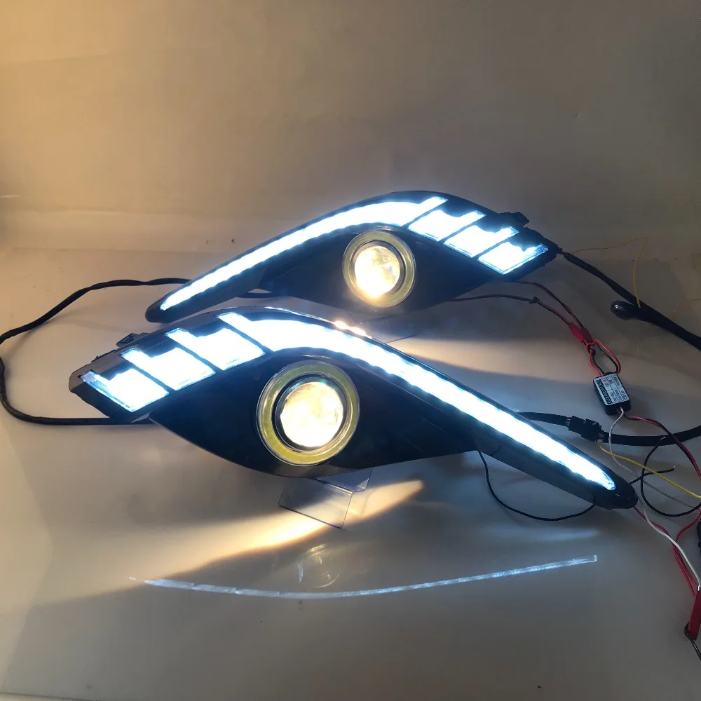 RQXR противотуманная фара вождение свет в сборе для Mazda 6 atenza cob angel eye светодиодные дневные ходовые огни сигнал поворота синий ночной режим