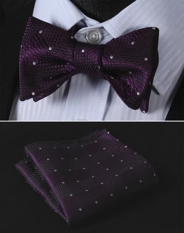 Mens Lilac Purple White Tie /& Handkerchief Silk Floral Pocket Square Hanky 130