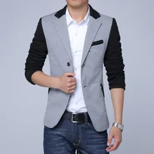 Весенне-осенний мужской повседневный приталенный Блейзер в стиле пэчворк, модный костюм с двумя пуговицами, верхняя одежда мужская куртка, Мужской Блейзер, мужской FS-121