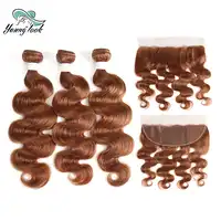 หนุ่มดู #30 สีผมการรวมกลุ่ม 3 ชุด Non Remy ผมมนุษย์อินเดีย 13*4 ฟรีส่วนหน้าลูกไม้