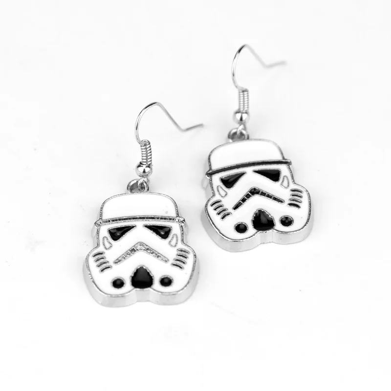 

dongsheng Movie Jewelry Star Wars Earrings Stormtrooper Head Black White Warrior Earring Cosplay Jewelry for Women Girl-15