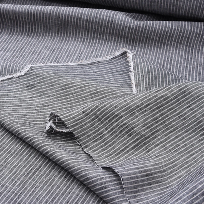 140CM Wide 250G/M Gray Stripe Linen Fabric for Summer and Spring Dress Clothes Jacket H422 | Дом и сад
