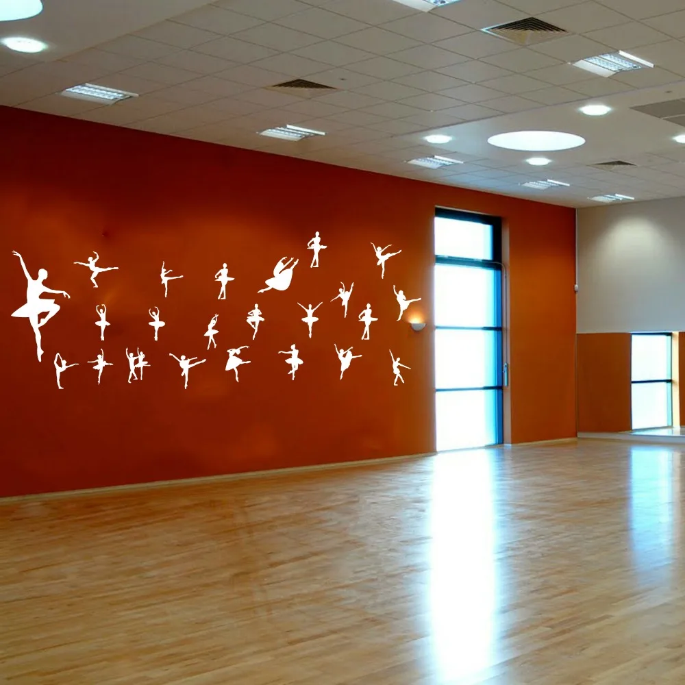 23 Pcs Ballerinas Ballet Dance Dancing Wall Decal Classroom School Bedroom Dance Ballet Player Wall Sticker Girl Room Vinyl Art (2)