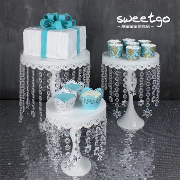 

1 Pcs European Iron Crystal Wedding Party Decorative Fruit Desserts Cake Stands Pan Plate Tray #1600120