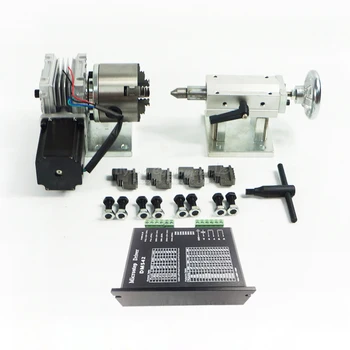 

A Axis Rotary Axis Extend Axis the 4th Axis with 80mm 4-Jaw Chuck for wood/metal CNC Router milling machine CNC3040 6040 6090