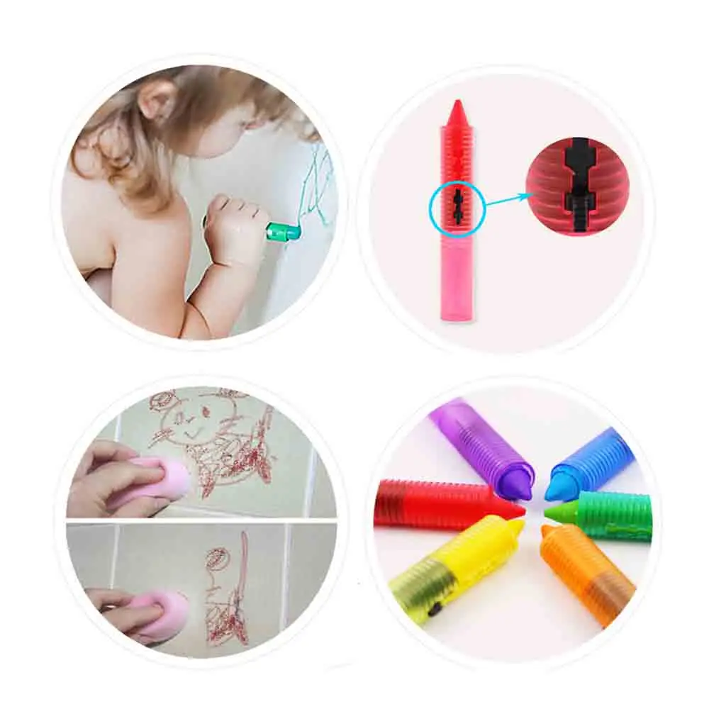 6Pcs High Quality Baby Bath Drawing Toys Kids Bath Crayons Toddler Washable Bathtime Safety Fun Play 5
