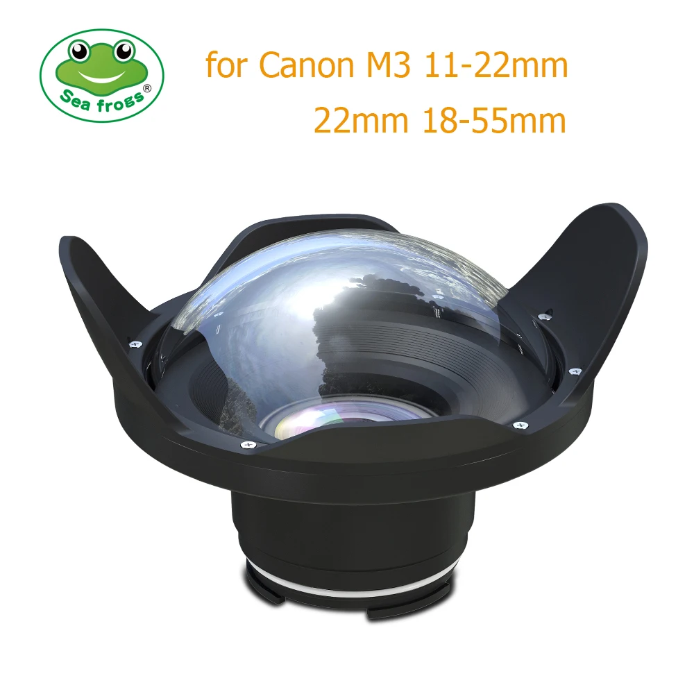  Underwater 40m Photography Wide Angle Lens Dome Port For Canon M3 11-22mm 22mm 18-55mm Housing Case Camera Fisheye Filter Hood