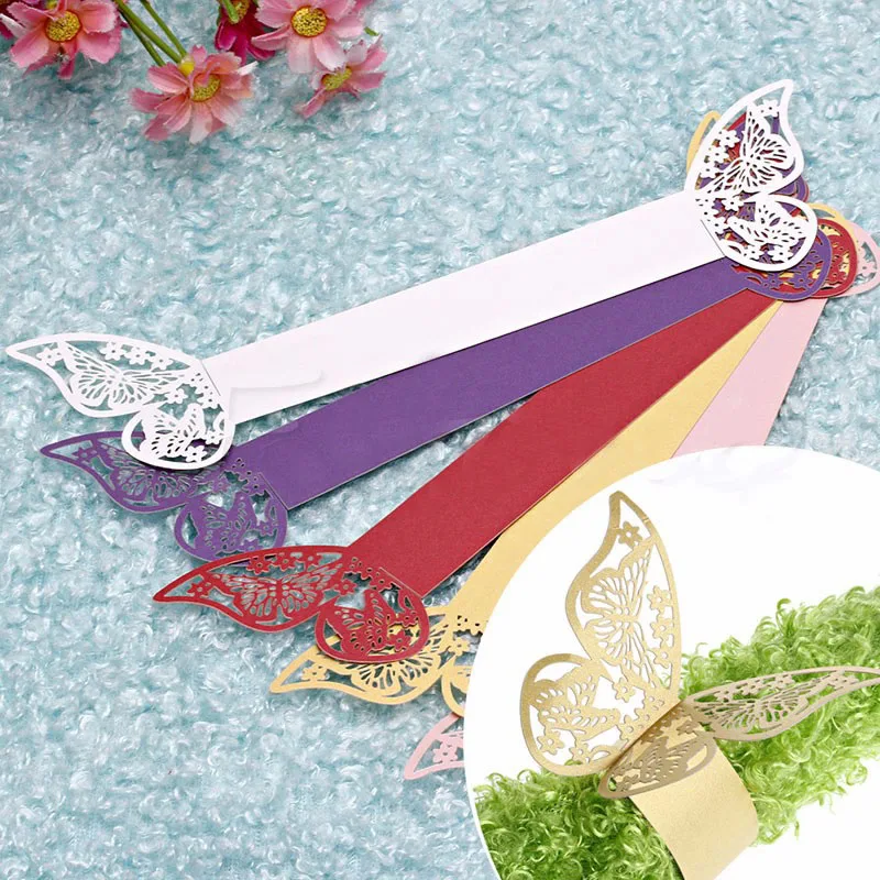 

50Pieces/Lot Butterfly Style Laser Cut Porta Guardanapo Paper Napkin Rings napkins Holders Hotel Wedding Favors Table Decoration