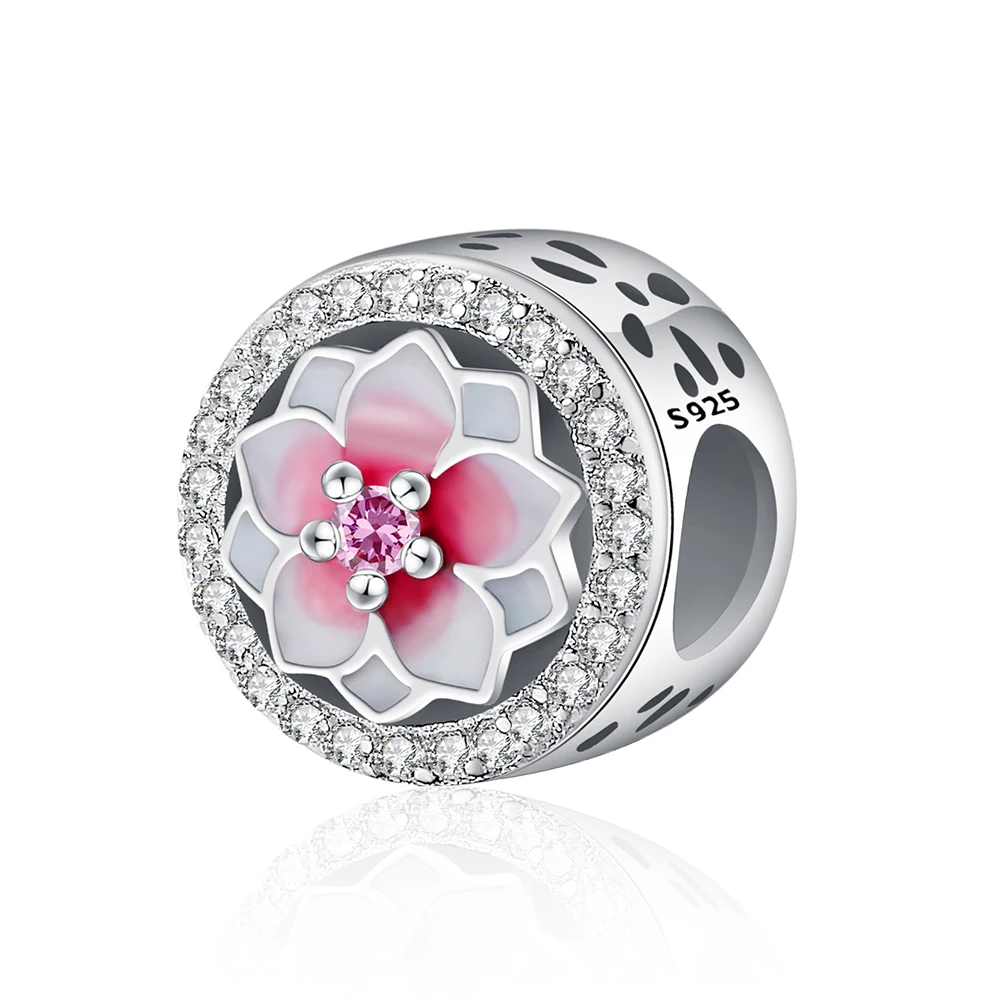 Diy Silver Beads Charms Colourful Flowers Glaze Crystal Beads for Women DIY Pandora Charms