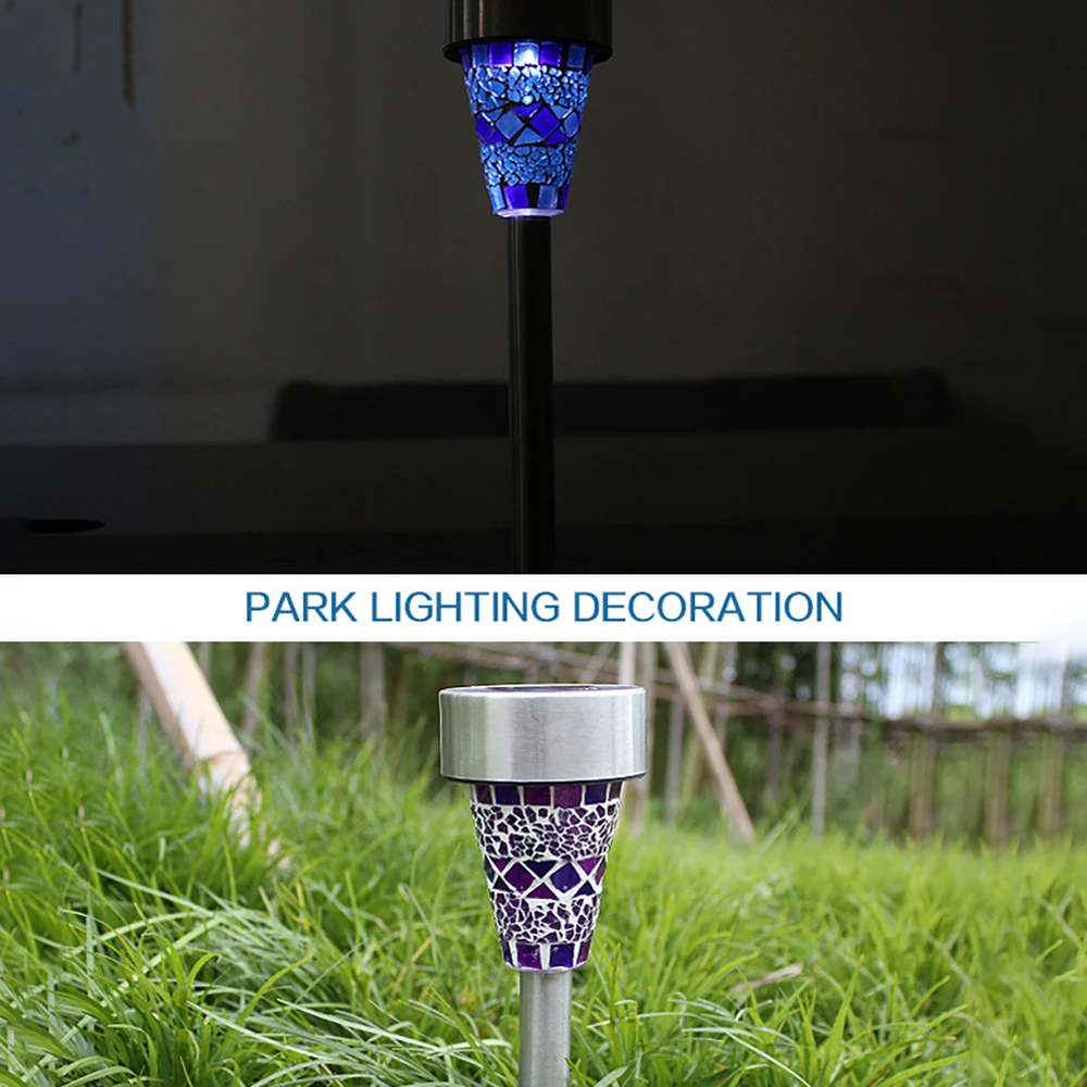 

Solar Garden Lights Outdoor Decorative Mosaic Glass Pathway Lights LED Solar Landscape Lights for Lawn Path