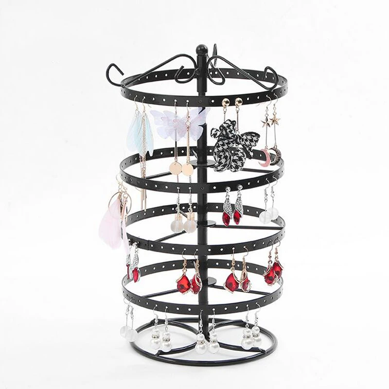 New Metal Earrings Organizer Rotating Earring Holder Jewelry Display Necklace Display Rack Earring Storage Tree 3 Colors Options