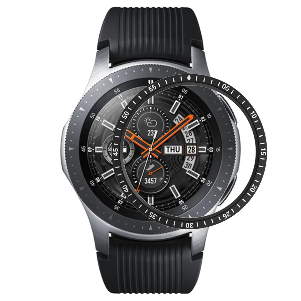 Модные украшения для часов, Аксессуары для samsung Galaxy Watch, 46 мм, ободок, кольцо, клейкая крышка, против царапин, металл, прочный